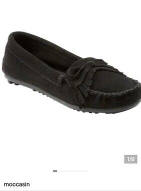 New Ladies' Moccasin black suede slip on Shoes Women's 11 new with tags